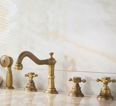 Antique Brass Five-Pieces Bathroom Bathtub Shower Mixer Taps TB455A