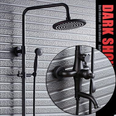 Black Bronze Brass Thin Type Shower Head Bathroom Shower Set TBS0475