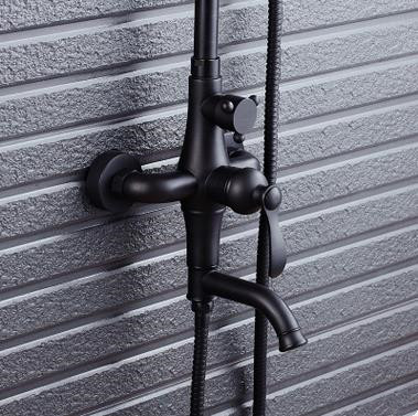 Black Bronze Brass Thin Type Shower Head Bathroom Shower Set TBS0475
