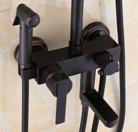 Antique New Designed Black Bronze Brass Bathroom Shower Set With Bidet Tap TBS1198 - Click Image to Close