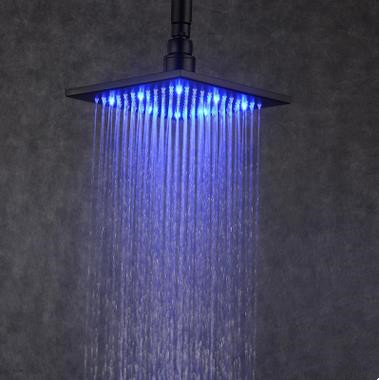 Antique LED Black Bronze Brass 8 Inch Square Rainfall Shower Head TBS128