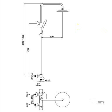 Thermostatic Matte Black Bronze Brass 8 Inch Rainfall Rotatable Shower Set TBS1580