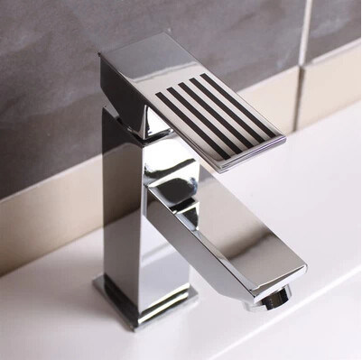 Contemporary Brass Mixed Single Handel Black Lines Bathroom Sink Tap TC008R - Click Image to Close