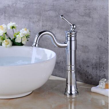 Basin Tap Brass Chrome Finished Rotatable Mixer Bathroom Sink Tap High Version TC0115H - Click Image to Close