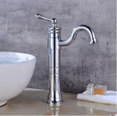 Basin Tap Brass Chrome Finished Rotatable Mixer Bathroom Sink Tap High Version TC0115H