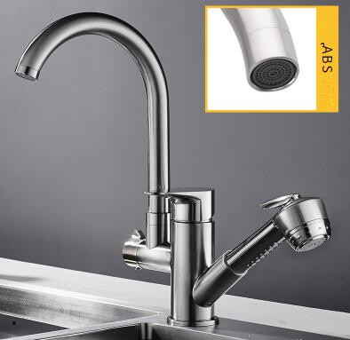 Kitchen Tap Brass Chrome Finished Pull Out Rotatable Kitchen Sink Tap TC0139 - Click Image to Close