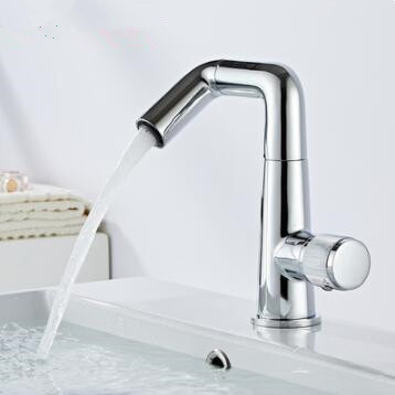 Art Designed Chrome Finished 720° Rotatable Brass Mixer Bathroom Sink Tap TC0211 - Click Image to Close