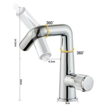 Art Designed Chrome Finished 720° Rotatable Brass Mixer Bathroom Sink Tap TC0211 - Click Image to Close