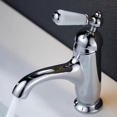 British-Style Premium Creative Tap With Ceramic Handles For Sink Basin, All Brass Cold And Hot Water Tap TC0227 - Click Image to Close
