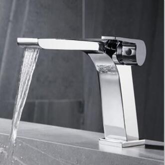 Bathroom Basin Tap Chrome Finished Brass Watefall Sink Tap TC0288 - Click Image to Close