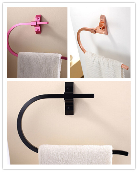 3 Colors To Choose Brushed Space Aluminum Fashion Bathroom Towel Ring Hot Sale TC0896 - Click Image to Close