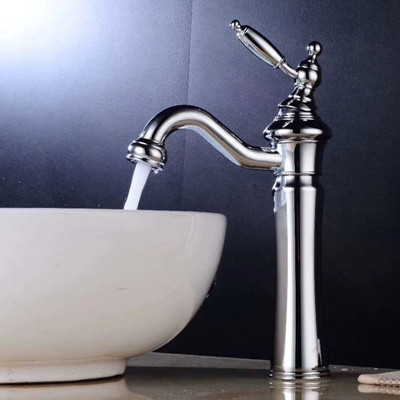 Brass Chrome Finished Mixer High Version Bathroom Sink Tap TC1228H - Click Image to Close