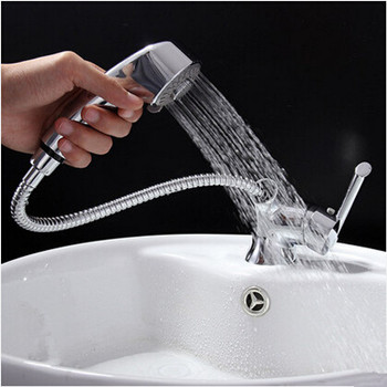 New Style Brass Bathroom Mixer Water Pull Out Sink Tap With Shower Head TC229S - Click Image to Close