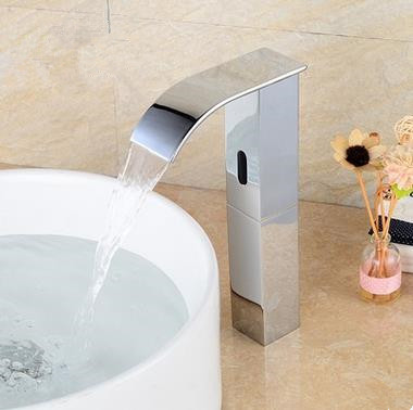 New Chrome Automatic Single Cold Free Hands Bathroom Sink Tap TC320T - Click Image to Close