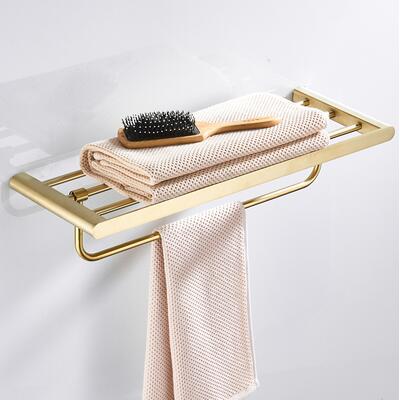 Brushed Stainless Steel Golden Bathroom Towel Rack Towel Bar TCB230G - Click Image to Close