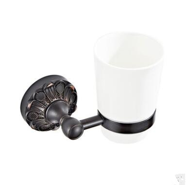 Antique Black Bronze Brass Wall Mounted Bathroom Accessory Carving Toothbrush Holder TCB365