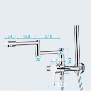 Bathtub Tap Bathroom Wall Mounted Collapsible Spout Brass Chrome Finished with Hand Shower TF408C