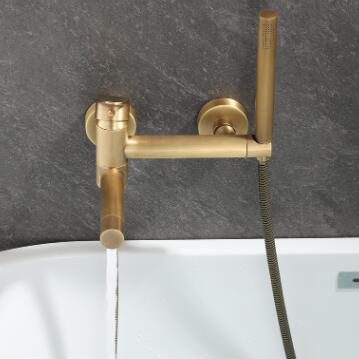 Antique Brass Two Holes Bathtub Tap Mixer Bathroom Bath Tap Set TFA399 - Click Image to Close