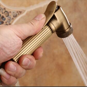 Antique Brass Square Shower Head Rainfall Bathroom Shower Tap Set with Bidet Tap TFA680