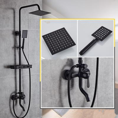Antique Black Baking Finished Brass Bathroom Waterfall Shower Tap Set TFB0198S
