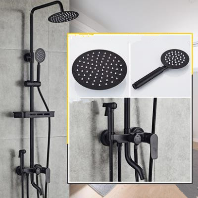 Antique Black Baking Finished Brass Bathroom Waterfall Shower Tap Set With Bidet Tap TFB0428