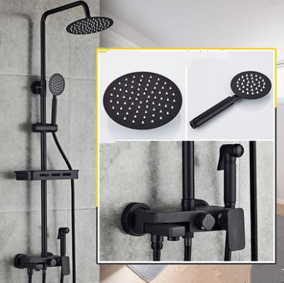 Antique Black Baking Finished Brass Bathroom Waterfall Shower Tap Set TFB0568