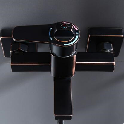 Antique Black Bronze Brass Thermostatic Simple Designed Bathroom Shower Tap Set TFB059