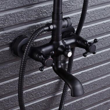 Antique Black Bronze Brass Bathroom Waterfall Shower Tap Set TFB410 - Click Image to Close