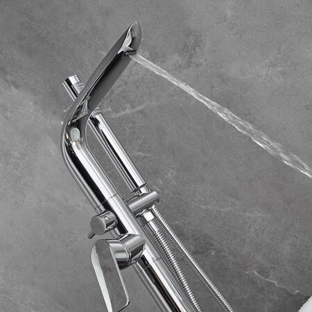Chrome Full Copper With Handshower 360° Swivel Spout Freestanding Bath Tap TFB550