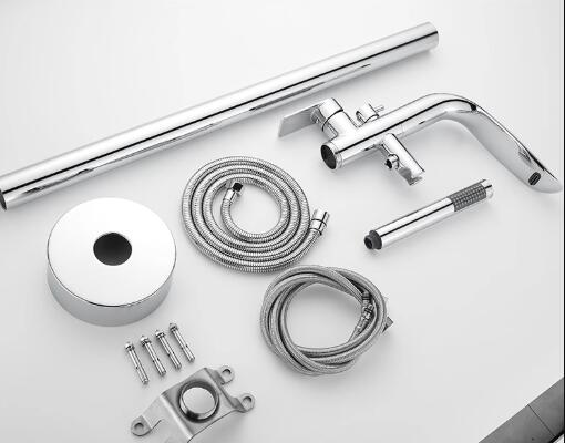 Chrome Full Copper With Handshower 360° Swivel Spout Freestanding Bath Tap TFB550
