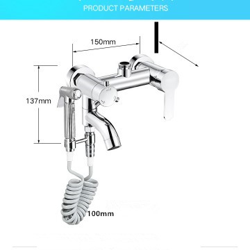 Brass Chrome Finished Bathroom No Punching with Bidet Tap Basket Shower Set TFC298 - Click Image to Close