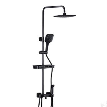 Antique Black Brass Thermostatic Shower Tap Mixer Shower Set with Shelf TFS438 - Click Image to Close