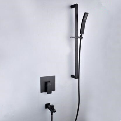 Antique Black Bronze Brass Bathroom Concealed Installation With Lifter Rainfall Shower Set TFS889B - Click Image to Close