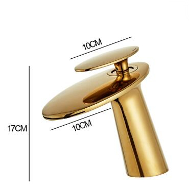 Bathroom Basin Taps Golden Finished Brass Mixer Waterfall Bathroom Sink Tap TG0208 - Click Image to Close