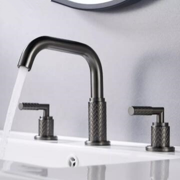 Antique Gun-Grey Finished Three-pieces Rotatable Mixer Bathroom Sink Taps Bath Taps TG0278 - Click Image to Close