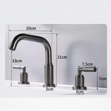 Antique Gun-Grey Finished Three-pieces Rotatable Mixer Bathroom Sink Taps Bath Taps TG0278 - Click Image to Close