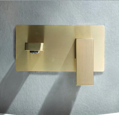 Antique Nickel Brushed Golden Brass Wall Mounted Bathroom Sink Tap TG0280 - Click Image to Close