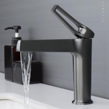Brass Nickel Brushed Grey Mixer Hollow Out Designed Handle Bathroom SInk Tap TG0288 - Click Image to Close