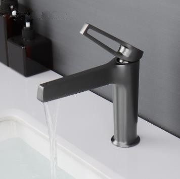 Brass Nickel Brushed Grey Mixer Hollow Out Designed Handle Bathroom SInk Tap TG0288