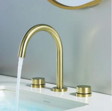 Antique Brass Golden Brushed Three-pieces Split Type Bathroom Sink Tap TG0299 - Click Image to Close