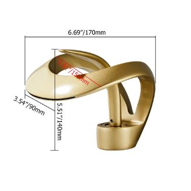 Modern Elegant Single Lever Handle Solid Brass Waterfall Gold Bathroom Tap TG0358