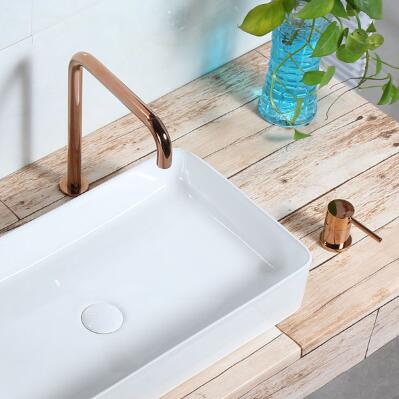 Bathroom Bsin Tap Brass Rose Gold Finished Two Holes Bathroom Sink Tap TG0399