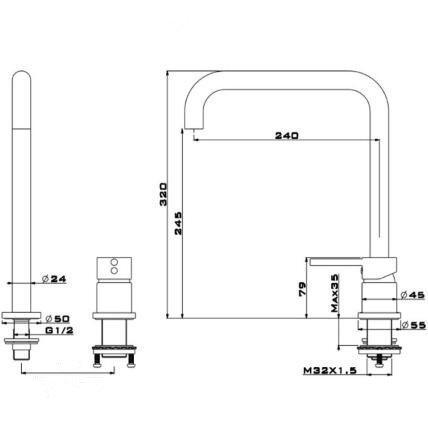 Bathroom Bsin Tap Brass Rose Gold Finished Two Holes Bathroom Sink Tap TG0399 - Click Image to Close