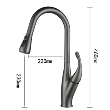 Grey Finished Brass Rotatable Retractable Head Pull Out Kitchen Tap TG0576 - Click Image to Close