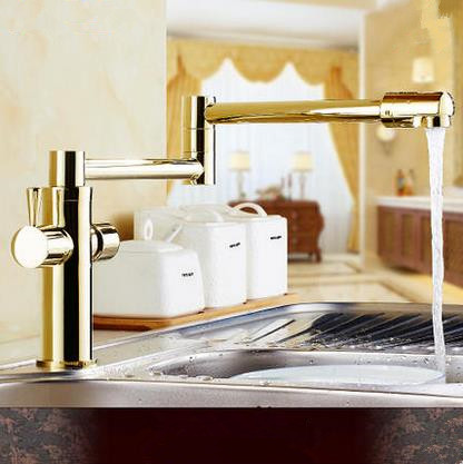 Antique Golden Printed Brass 360° Rotatable Foldable Kitchen Mixer Tap TG218S - Click Image to Close