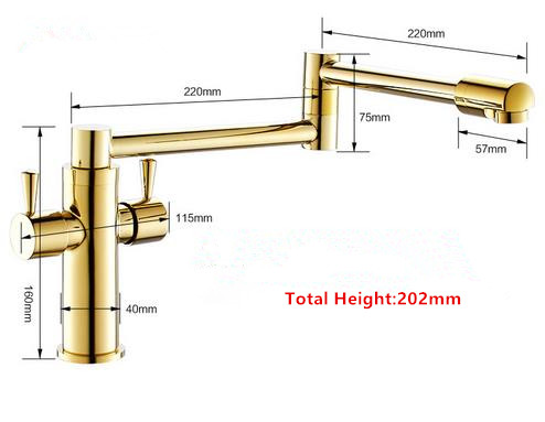 Antique Golden Printed Brass 360° Rotatable Foldable Kitchen Mixer Tap TG218S - Click Image to Close