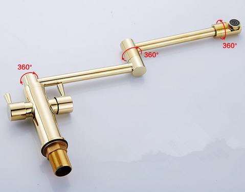 Antique Golden Printed Brass 360° Rotatable Foldable Kitchen Mixer Tap TG218S