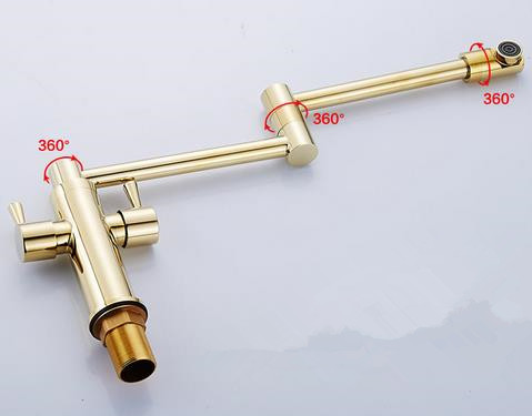 Antique Golden Printed Brass 360° Rotatable Foldable Kitchen Mixer Tap TG218S - Click Image to Close