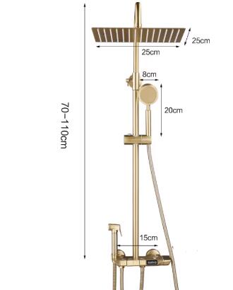 Thermostatic Brushed Golden 10 Inch Rainfall Rotatable Shower Set TGS1580 - Click Image to Close