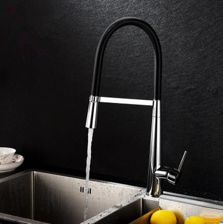 Brass Black Spring Mixer Water Pull Out Kitchen Sink Tap TH405P - Click Image to Close